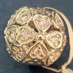 Elegant Sterling Silver and Pink Heart Ball Charm Pendant PGDA 925